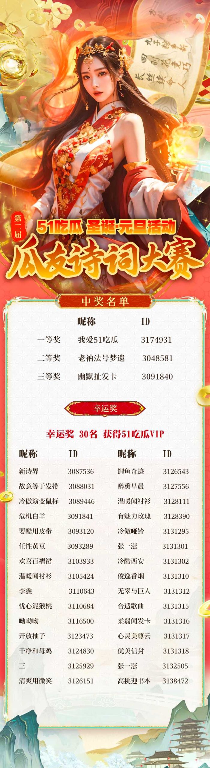 圣诞元旦双节同庆——51吃瓜第二届瓜友诗词大赛活动结束暨获奖名单公布 - 51吃瓜网-51吃瓜网